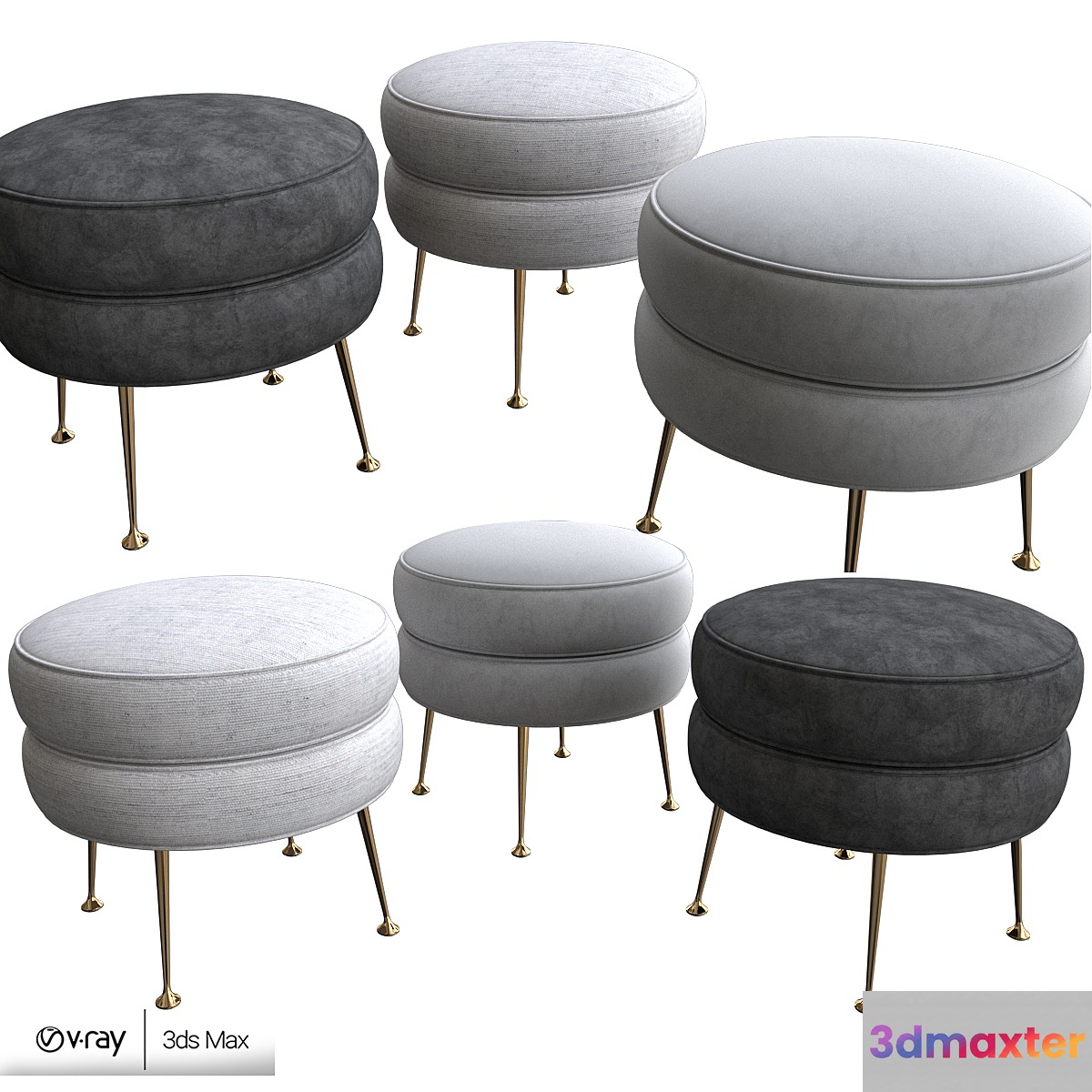 Pietro round ottoman 3D Max