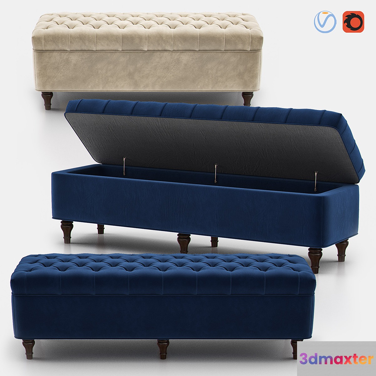 LORRAINE Tufted Storage Bench - No.2