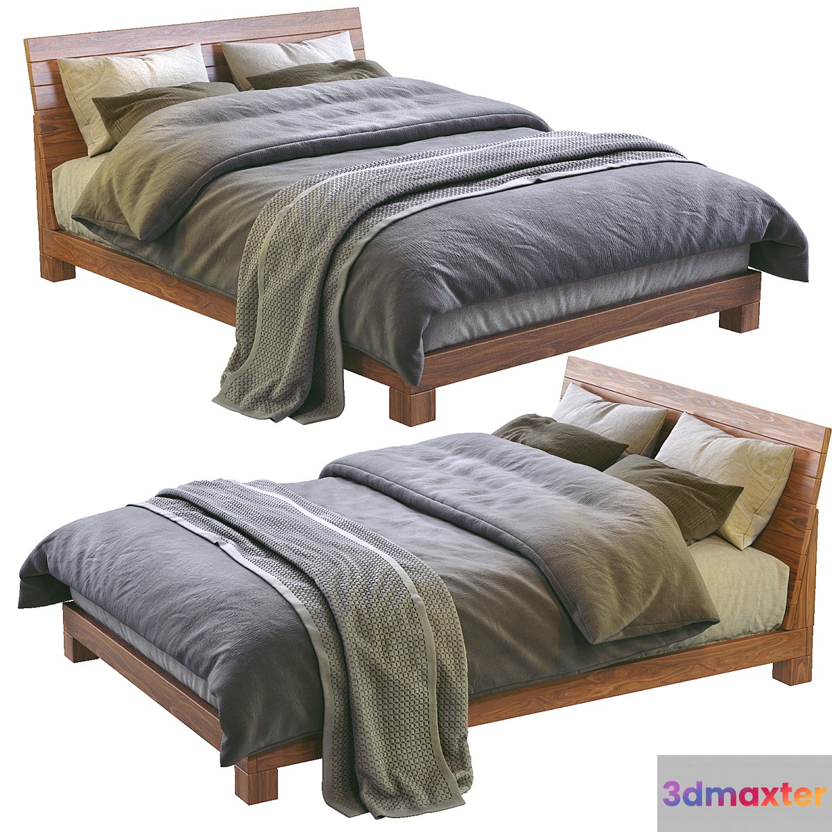 Dondra teak queen bed 3D Max