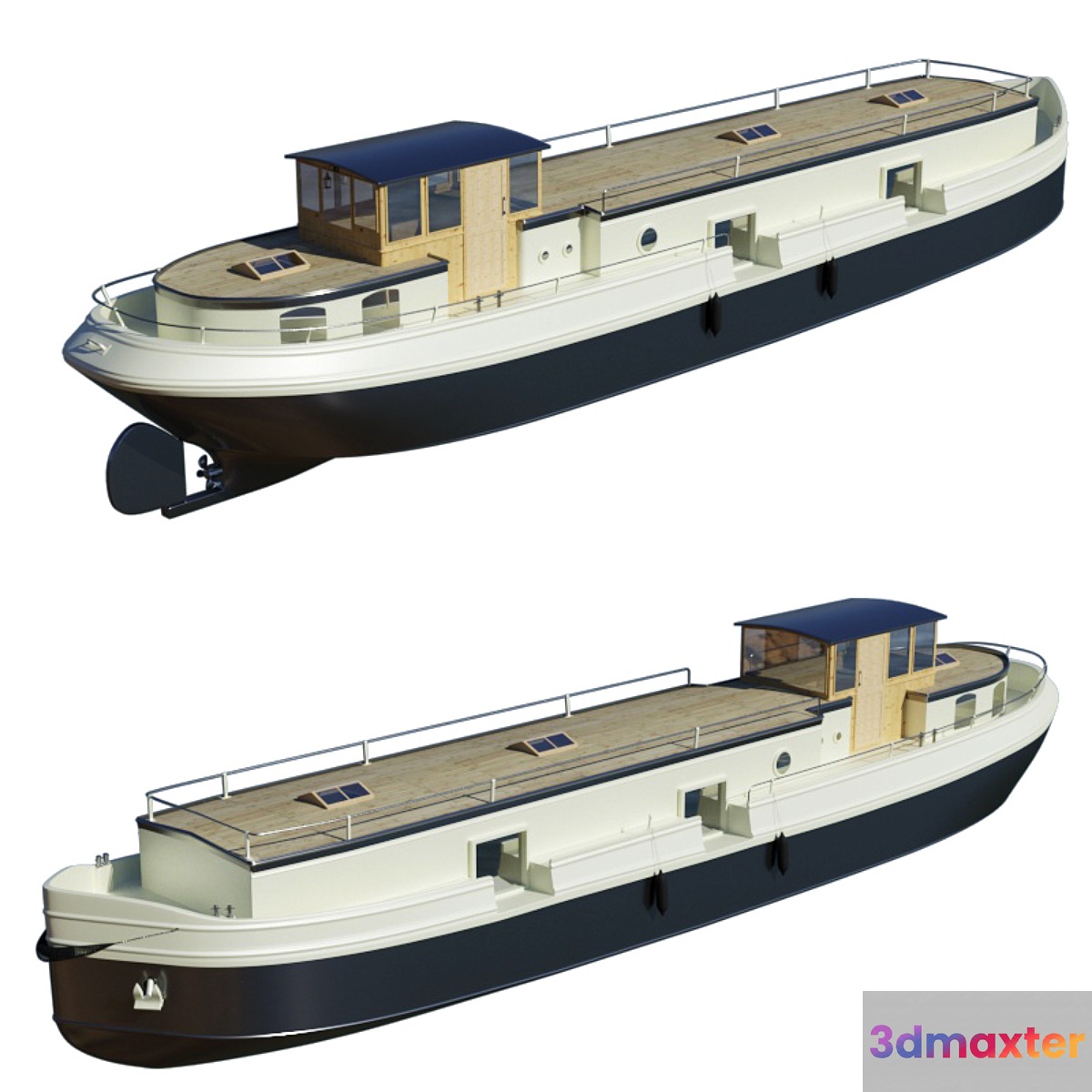 Houseboat barge 3D Max