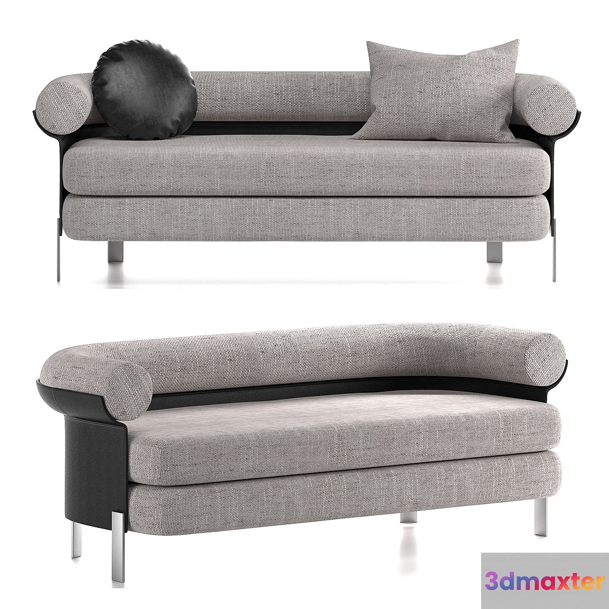 Sofa and circle leather pillow