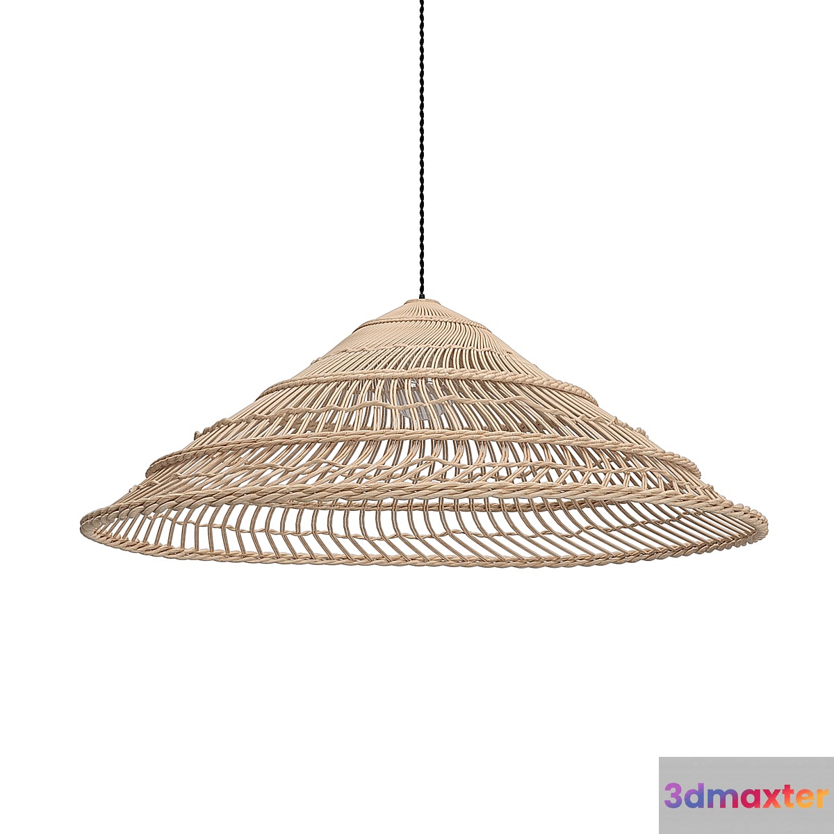 HK Living Wicker Hanging Lamp Triangle Natural 3D Max
