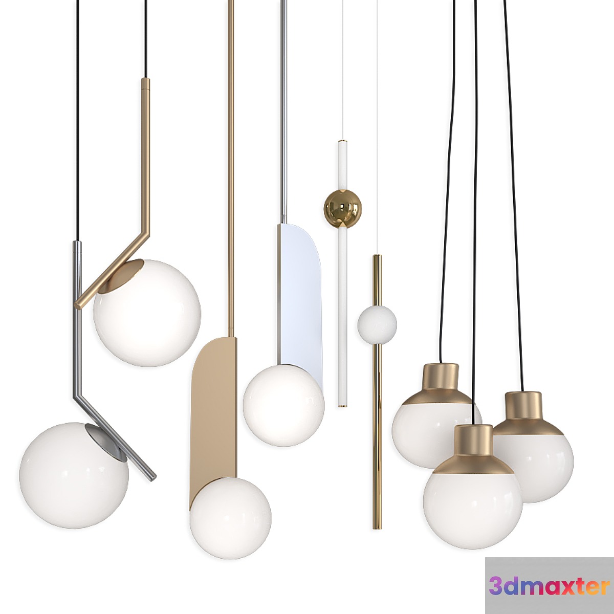 Collection Pendants set 15 Lampatron Neo - B_LUX C Ball - Mass light 3D Max