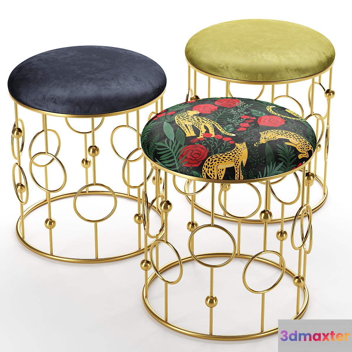 Pouf Loft concept Bright PUF Print golden ring 3D Max