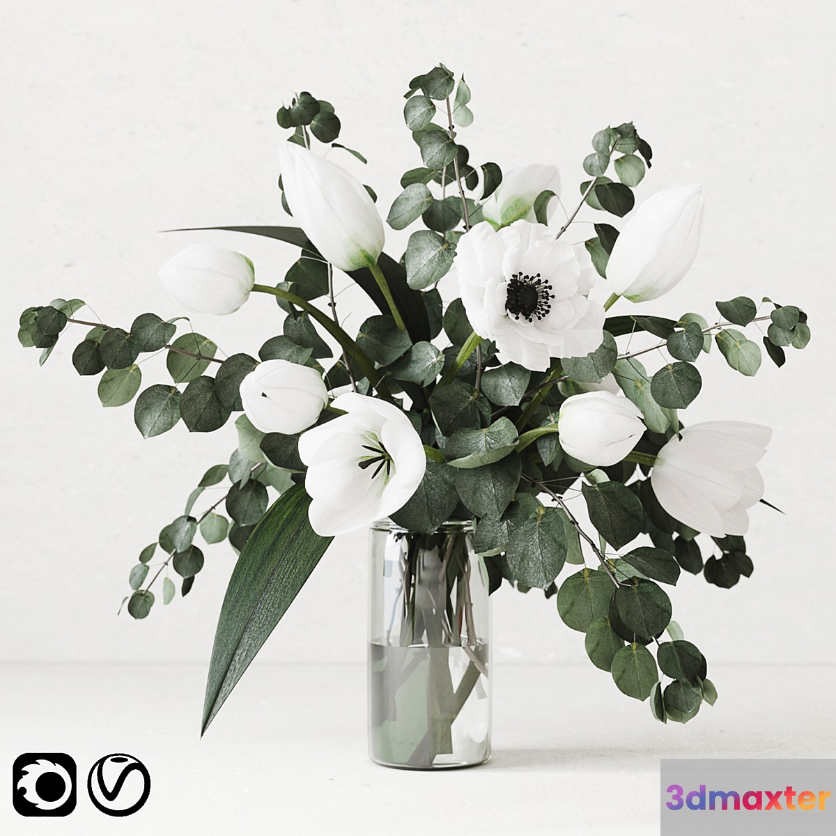 Eucalyptus bouquet with tulips