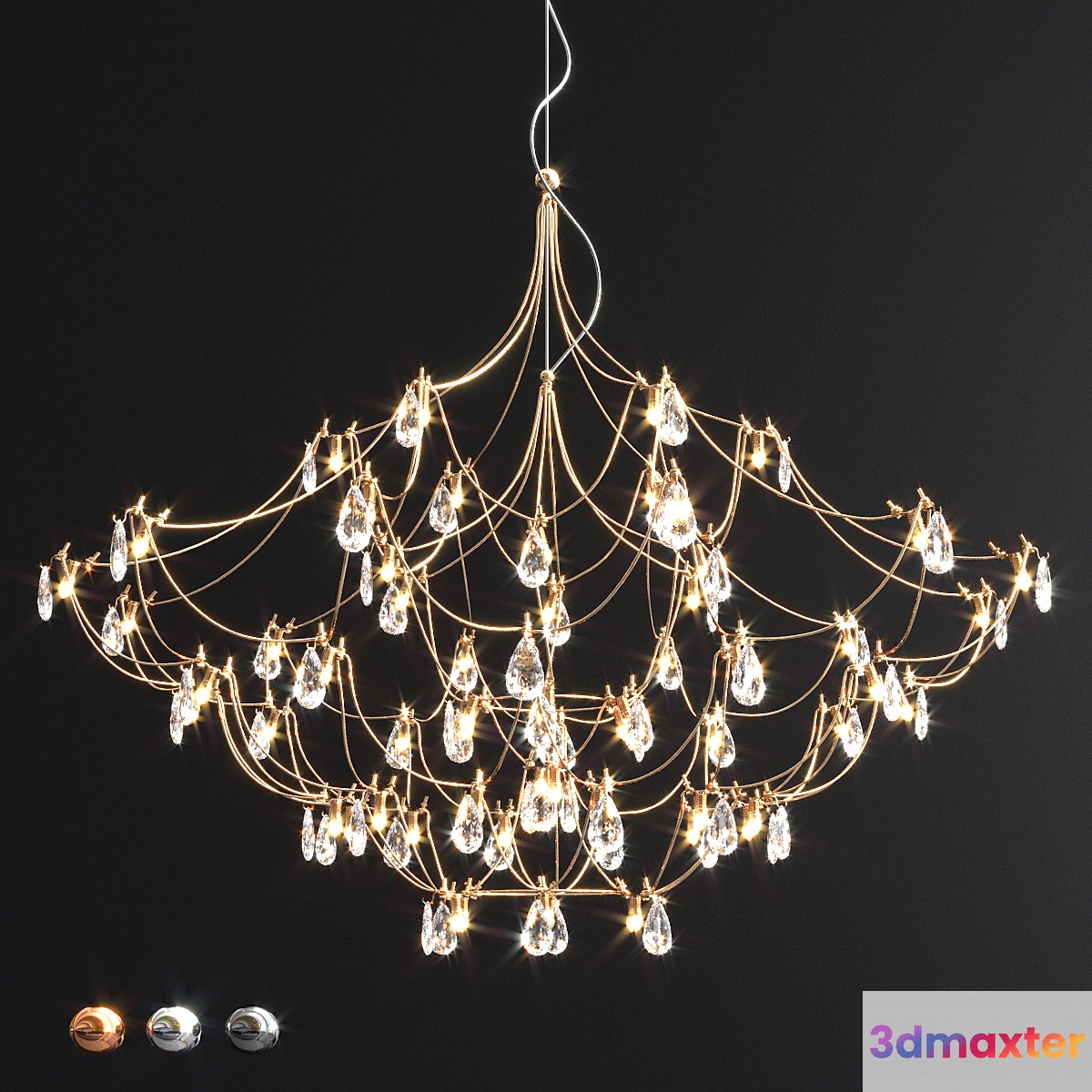 Crystal galaxy quasar chandelier 3D Max