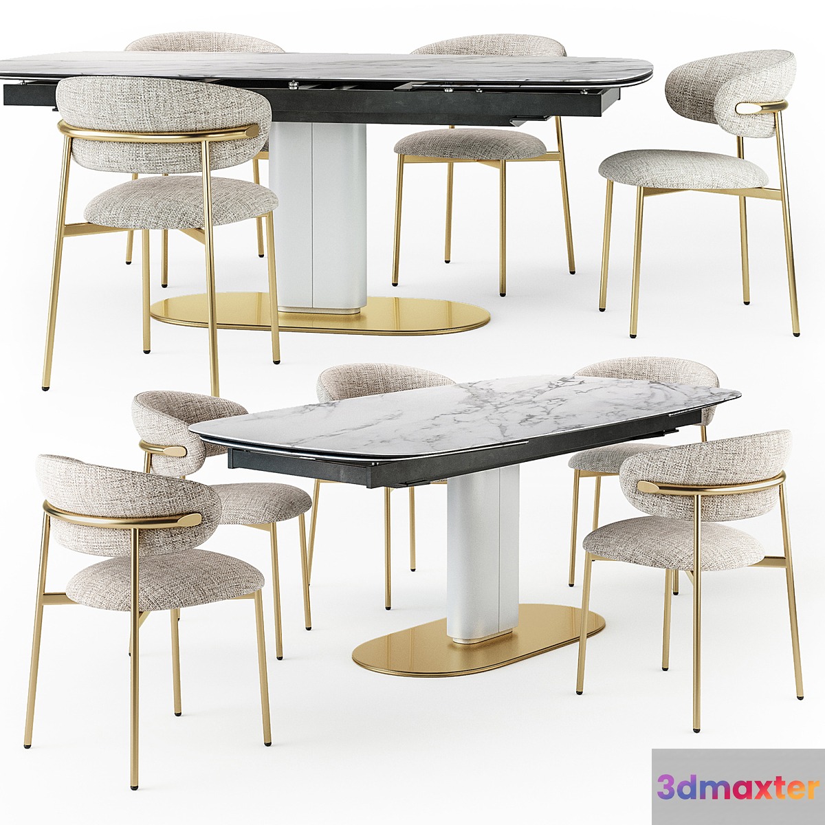 Calligaris Cameo table closed Oleandro chair 3D Max