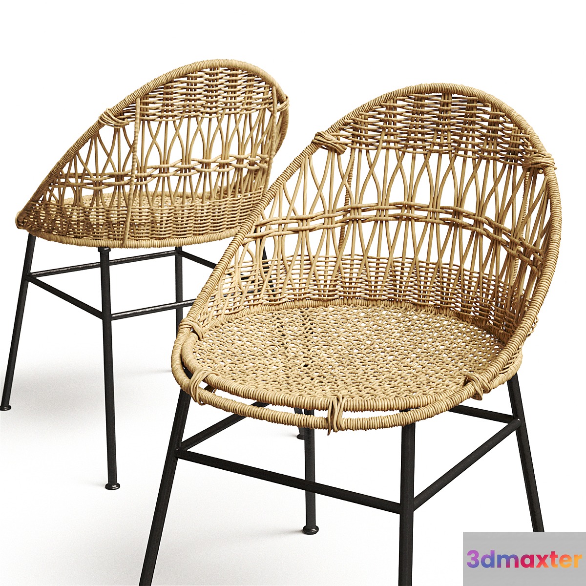 Rounded Wicker Rattan Dining _ Desk Chair 3D Max