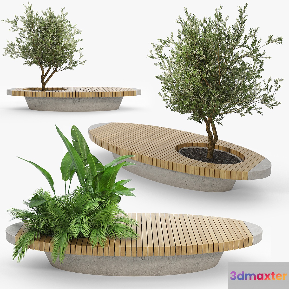 bench flowerbed