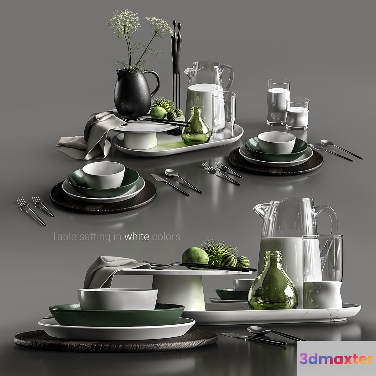 Table setting in white colors