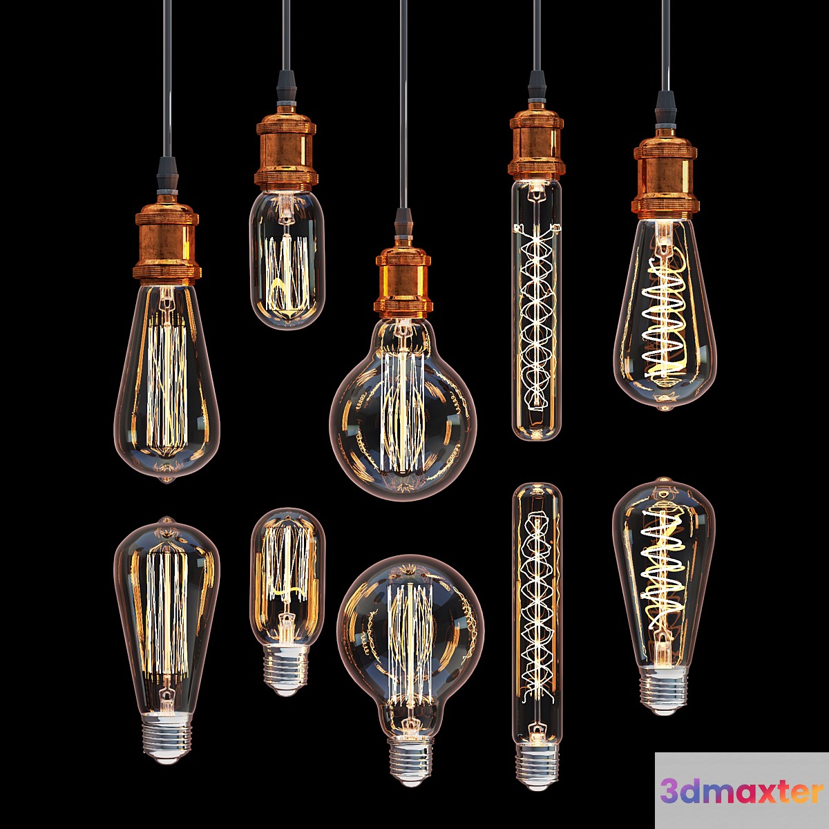 Edison lamps collection 3D Max