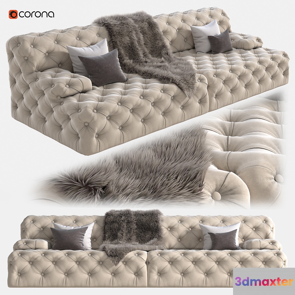 Beige sofa 3D Max