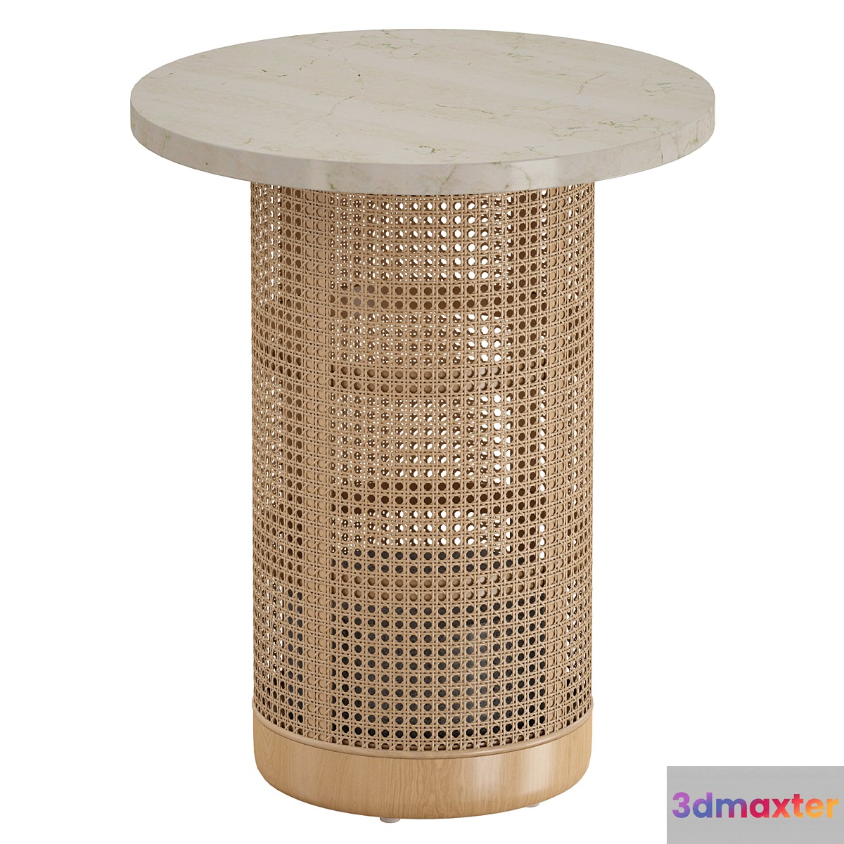 Vernet Travertine Cane End Table (Crate and Barrel)