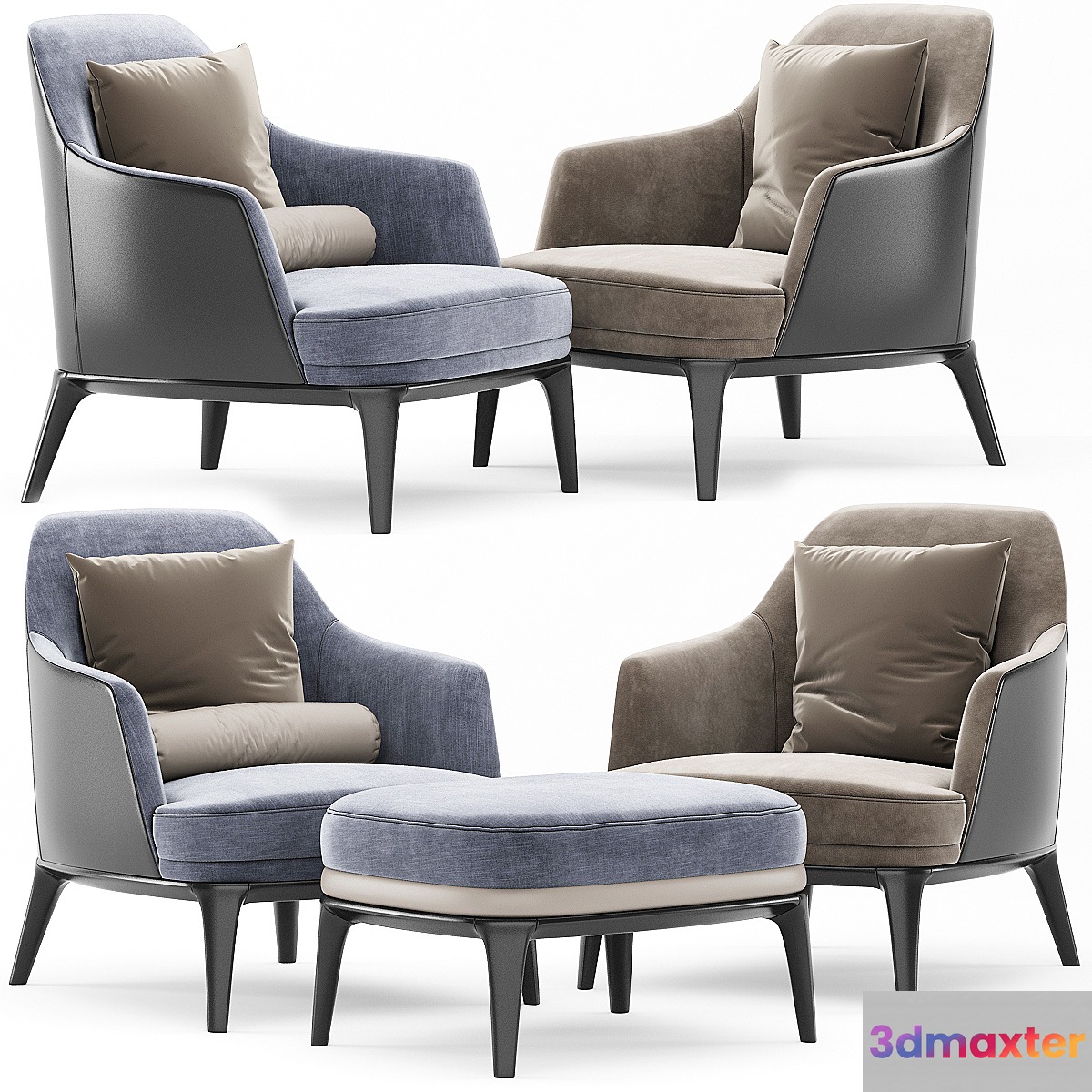 Poliform Jane Armchair Jane Footstool 3D Max