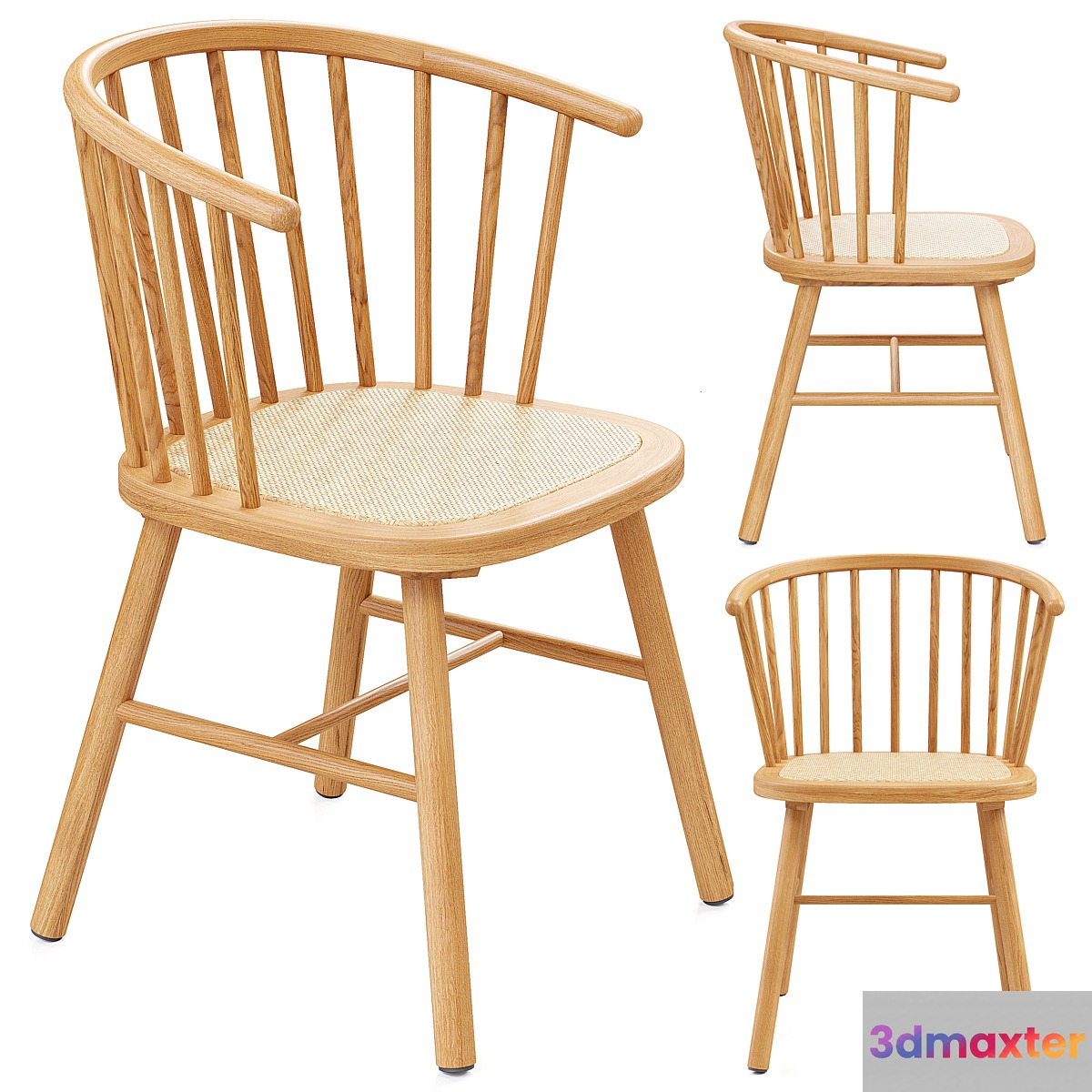 Zara Home - The ash wood chair with rattan seat 3D Max