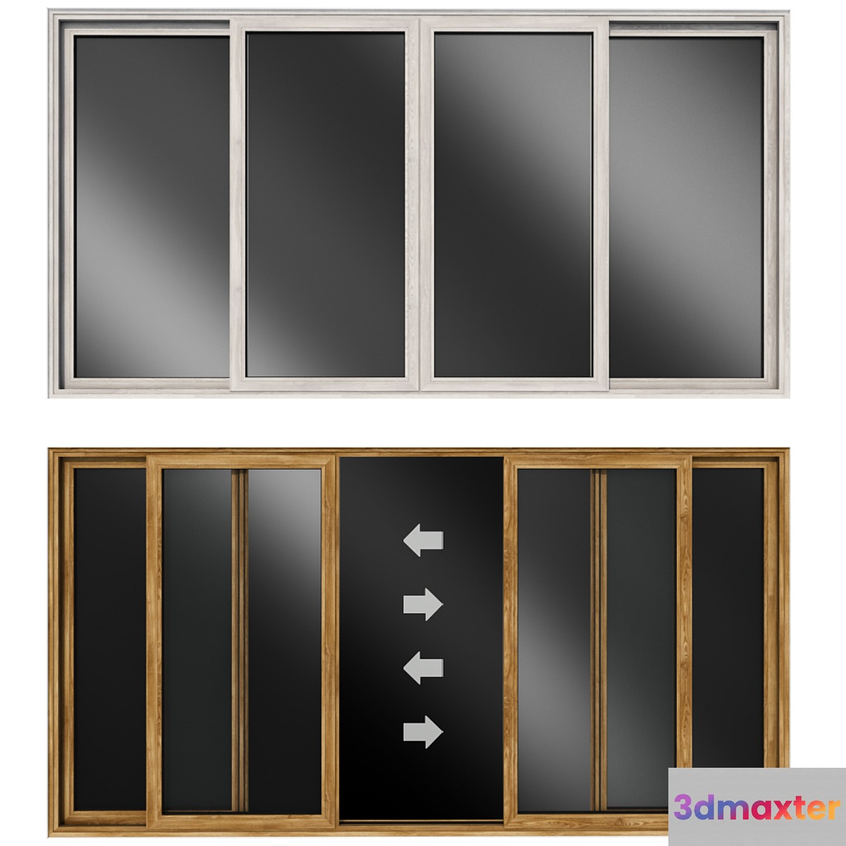 Sliding stained glass wooden doors - No.3