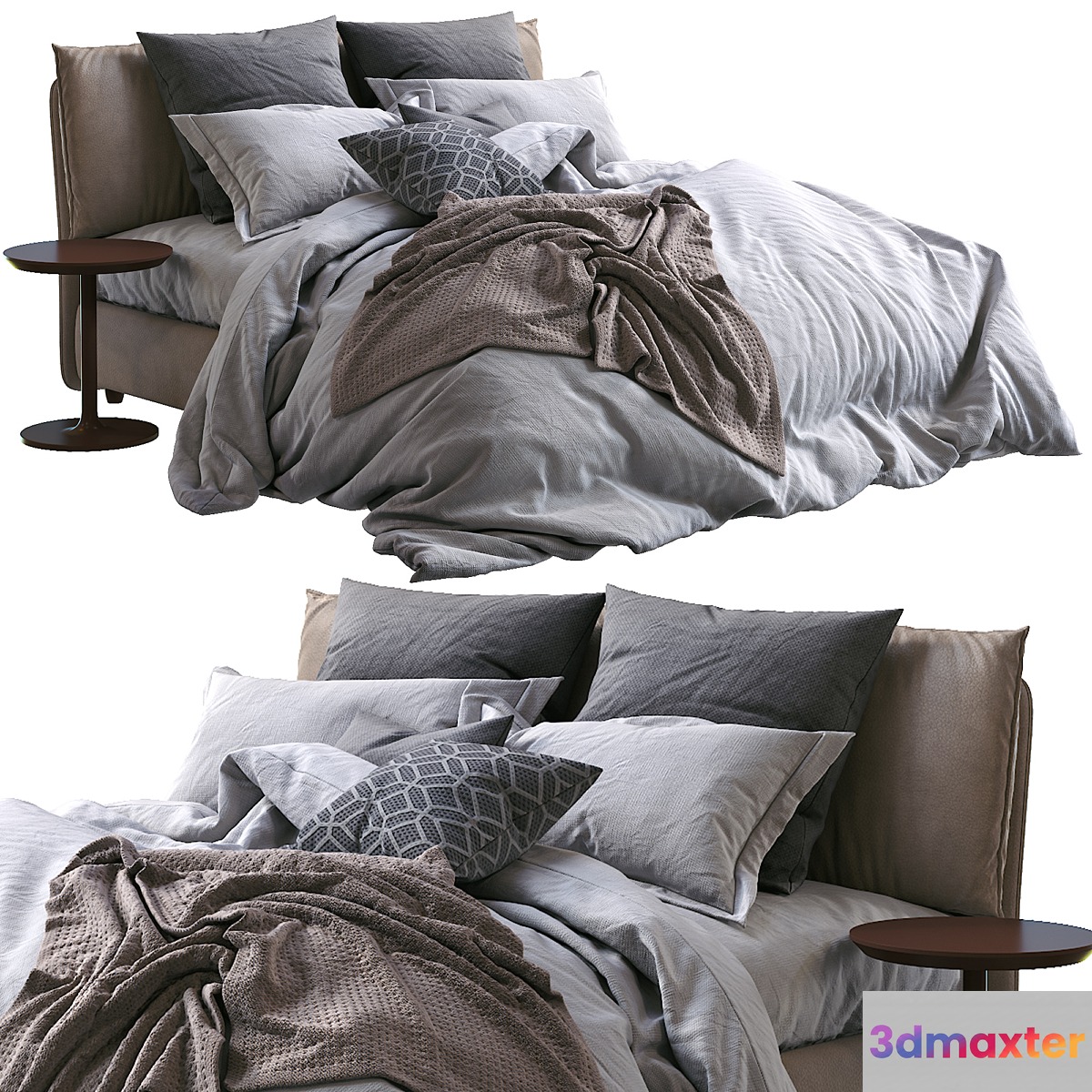 Twils Leather Bed Blanca 3D Max