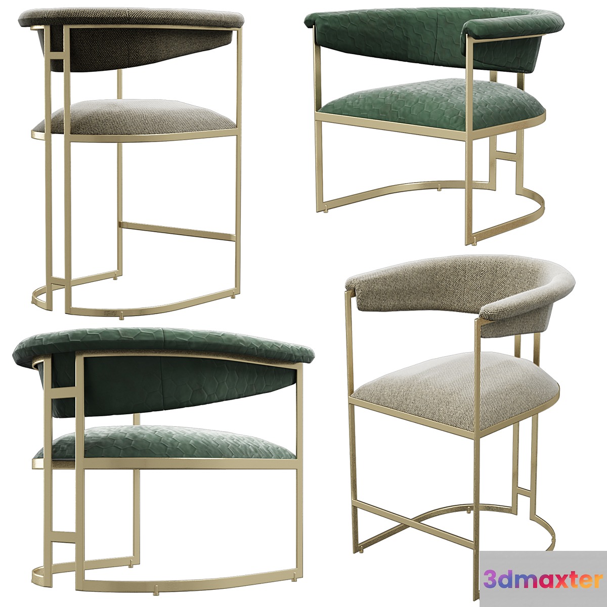 Anouka armchair and barstool from hamilton conte 3D Max