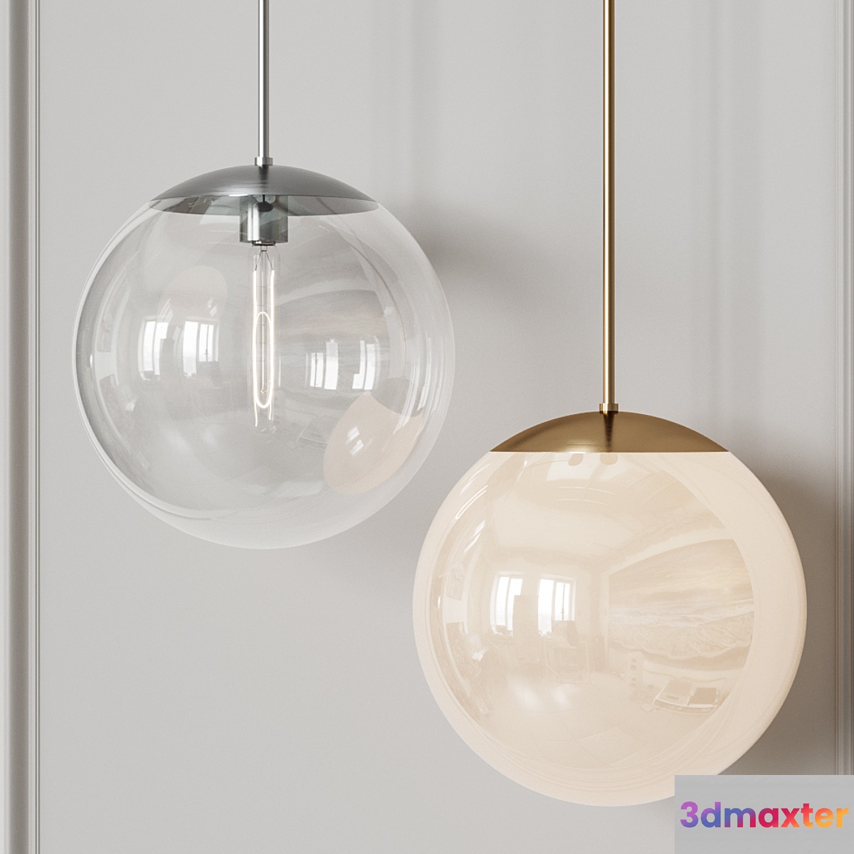 Vega Indoor-Outdoor Brass Gold and Black Nickel Pendant Light 3D Max