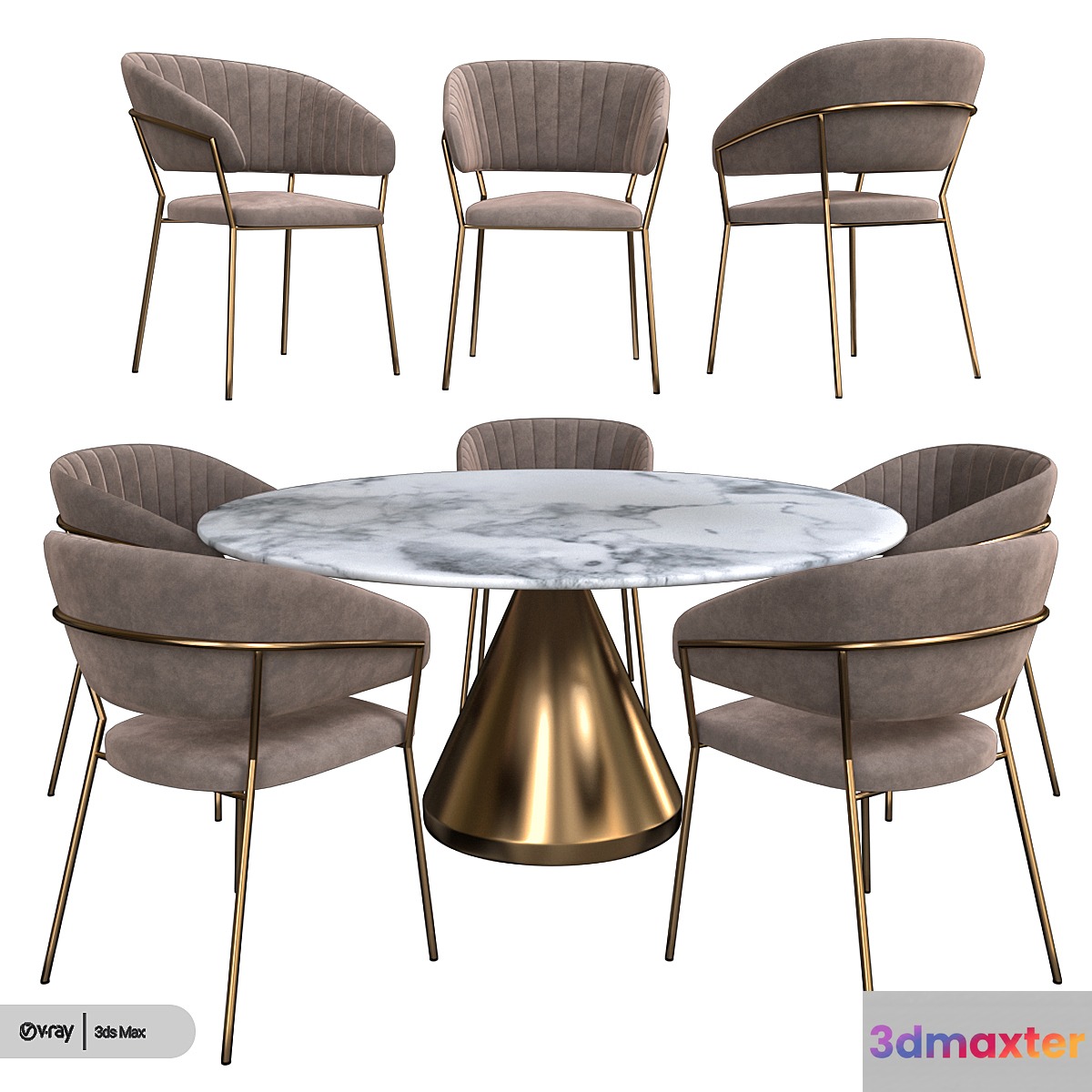 Table + chair with new design 3D Max
