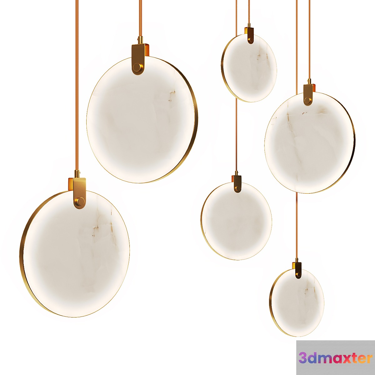 Pendant lamp in brass and marble - No.4