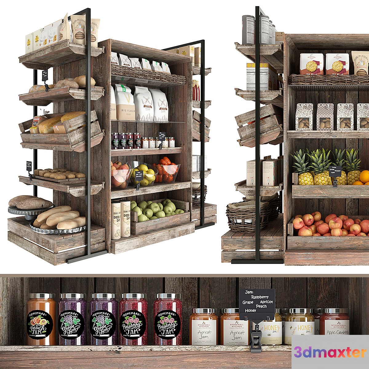 Shelves with products