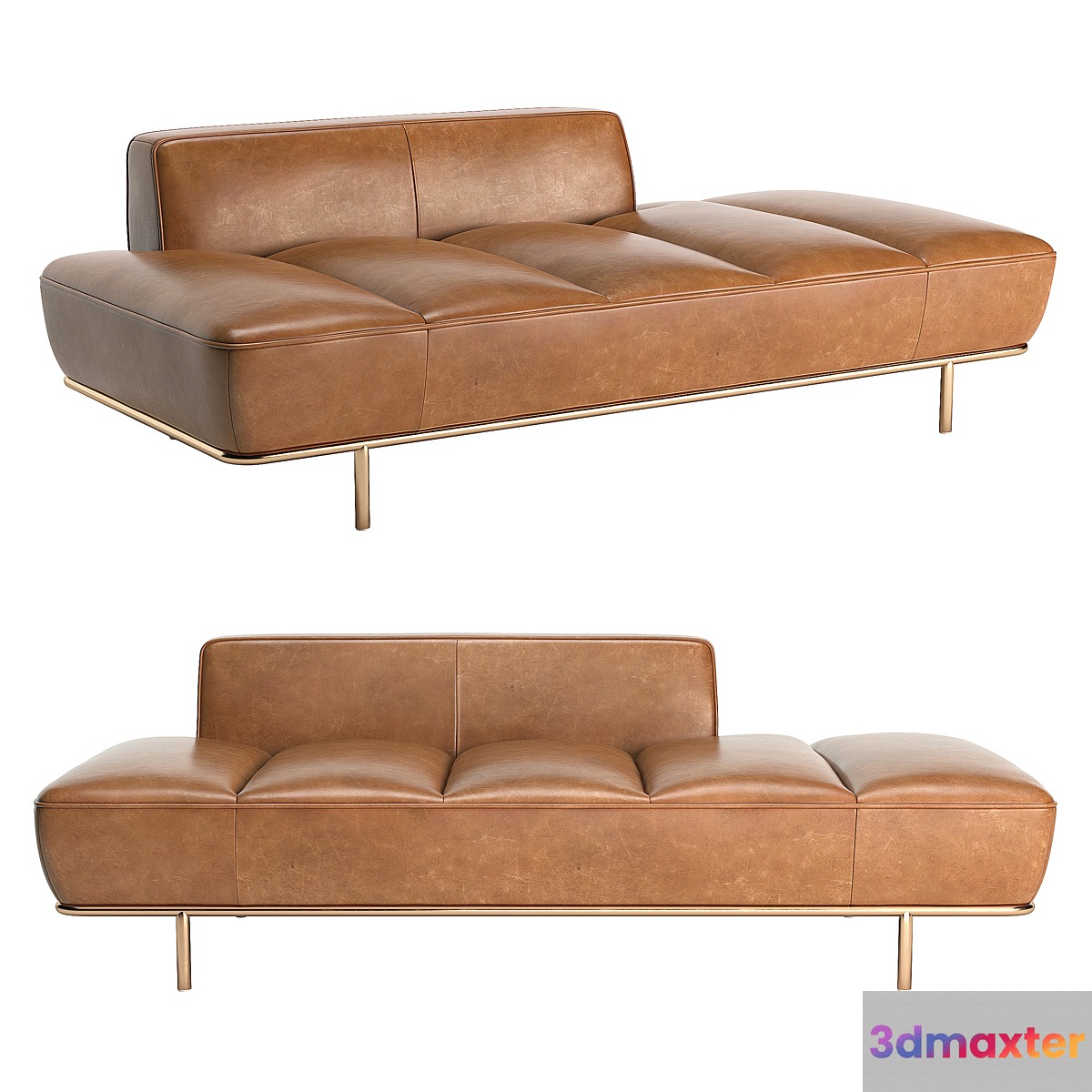 CB2 Lawndale Saddle Leather Daybed With Brass Base 3D Max
