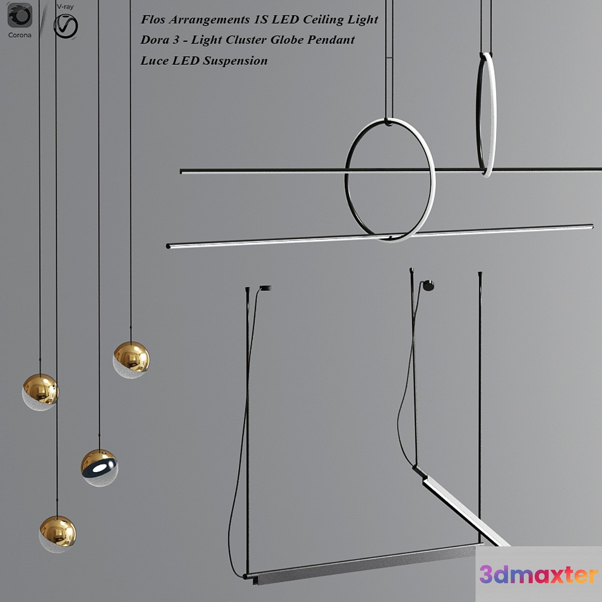 Flos Linear Suspension And Dora Pendant Collection 3D Max
