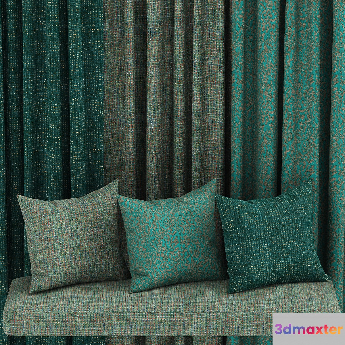 set of fabric materials in green tones3 3D Max