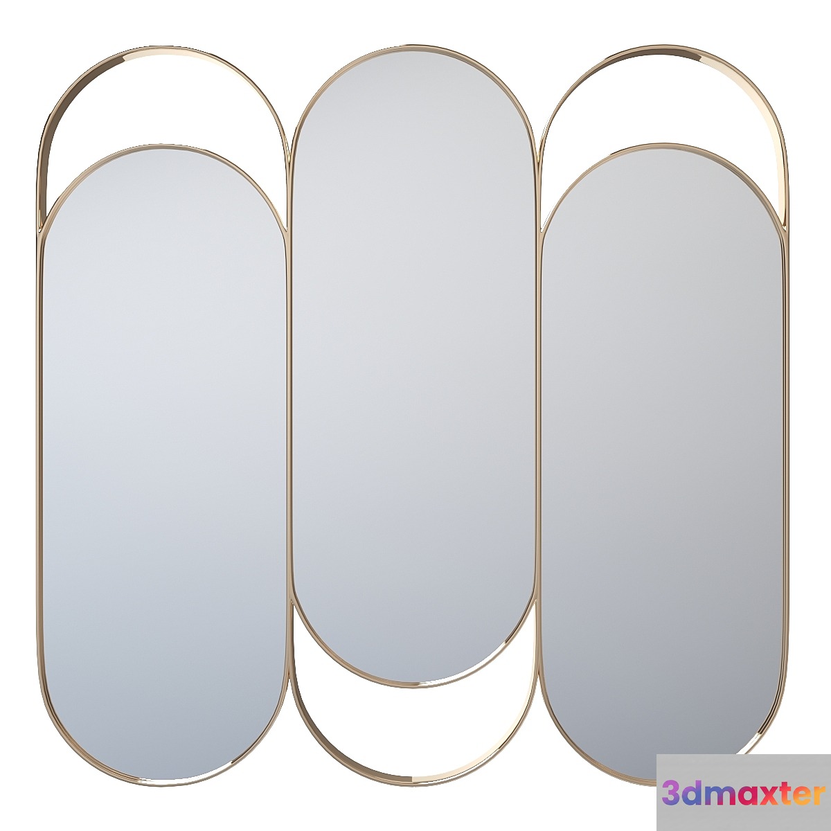 Triple mirror in brass Alama La Redoute 3D Max