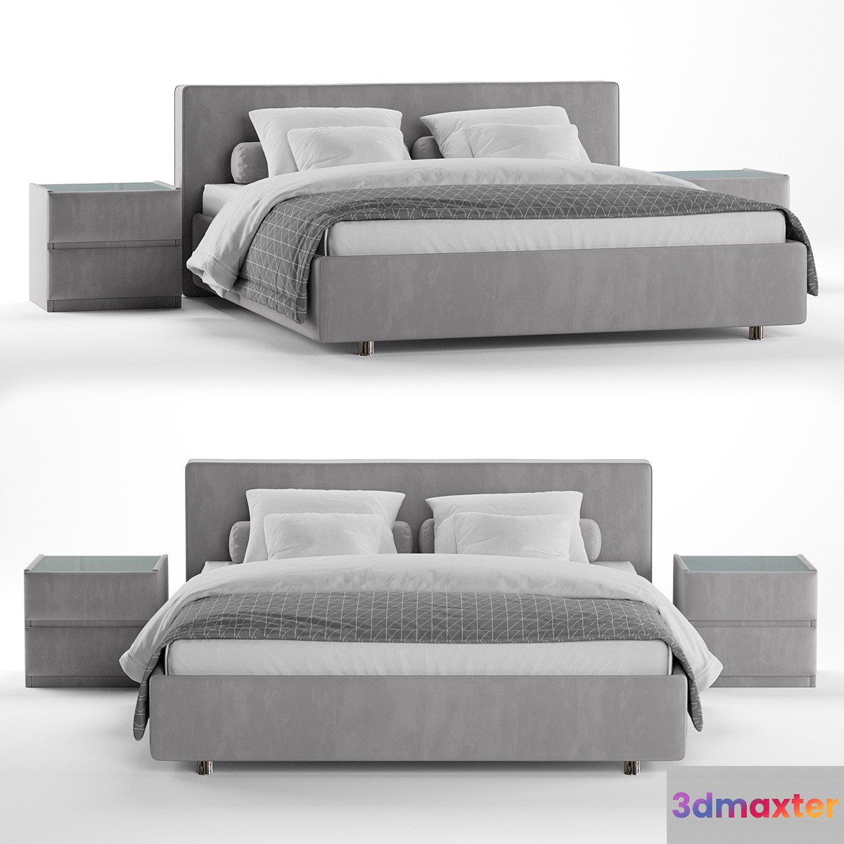 Luiza Grand bed with Oscar side tables 3D Max