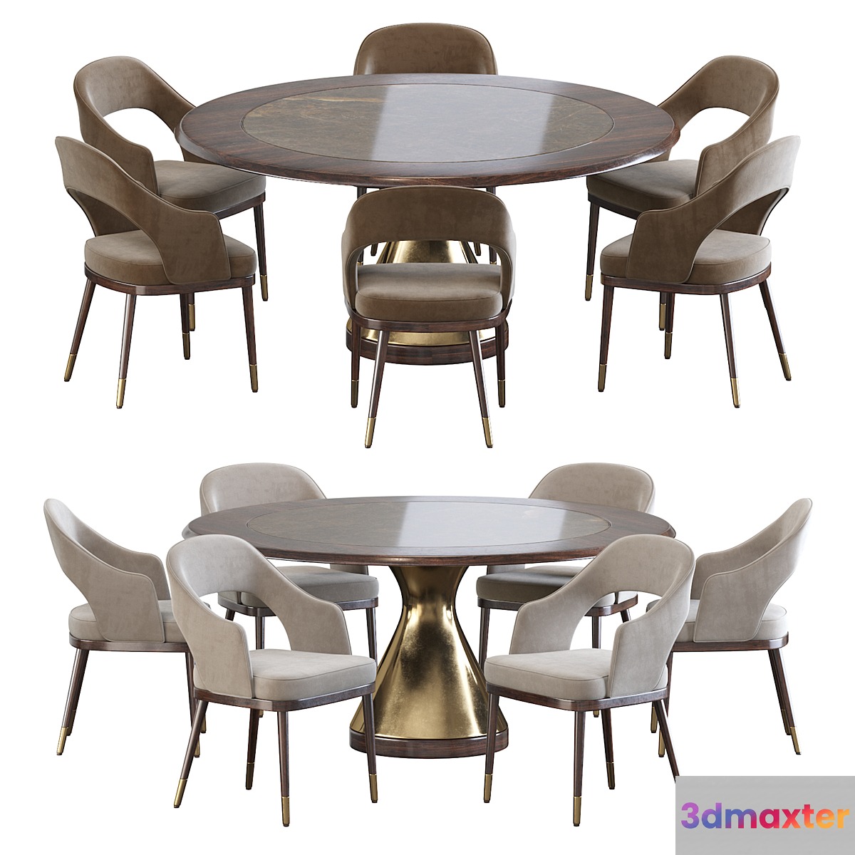 Stainless Steel Chair and Dolly Tonin Casa table 3D Max