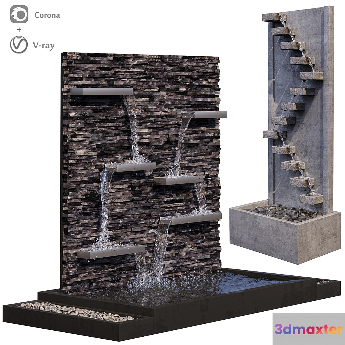 Sandstone wall fountains