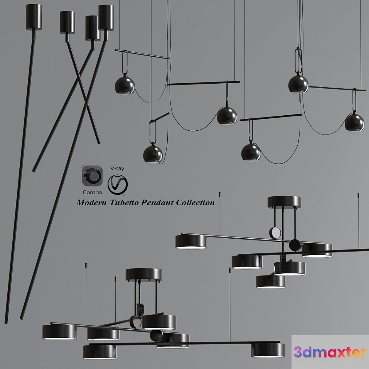 Modern Tubetto Pendant Collection 3D Max