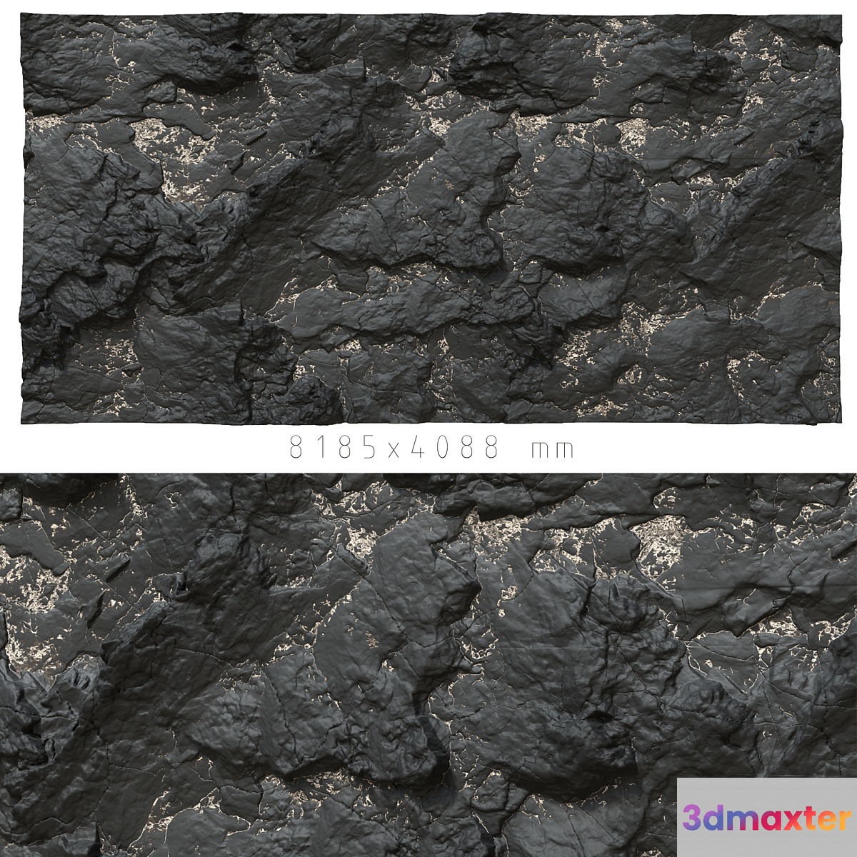 Black stone wall 3D Max