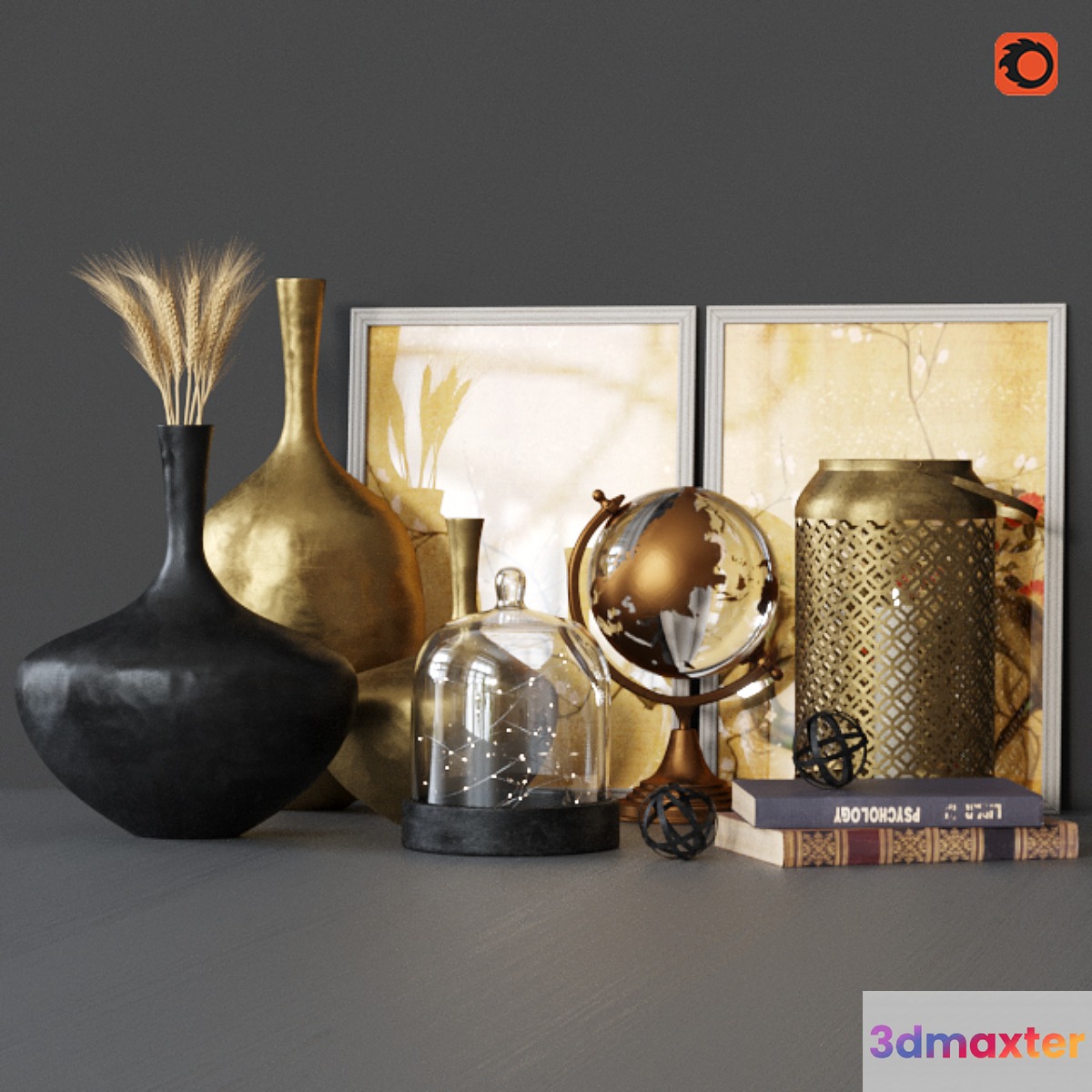 Decorative Set Gold 3D Max