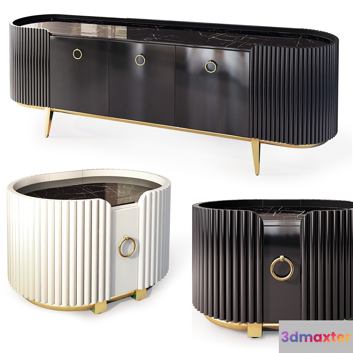 Dumas chest of drawers and bedside table. Nightstand sideboard by Deprimo - No.2