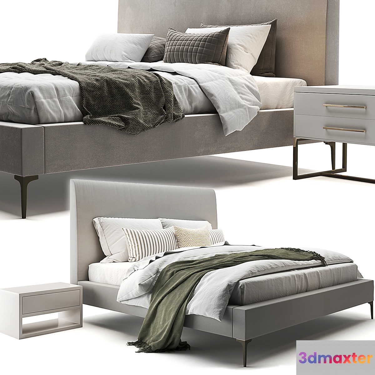 Andes Deco Upholstered Bed 3D Max