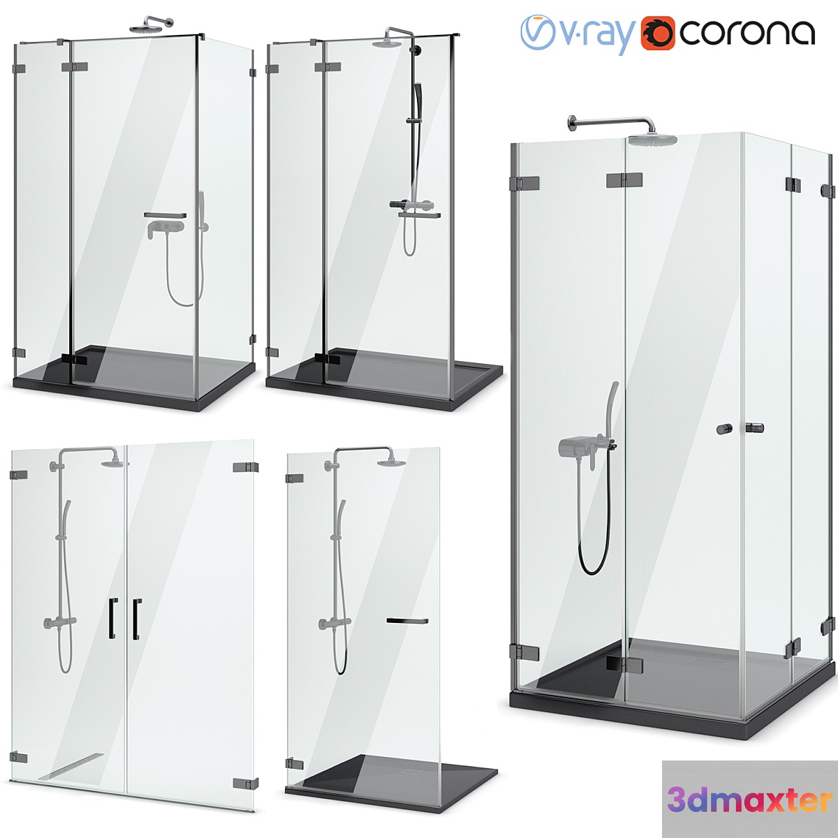 Shower enclosures and doors Radaway | Arta black set 104