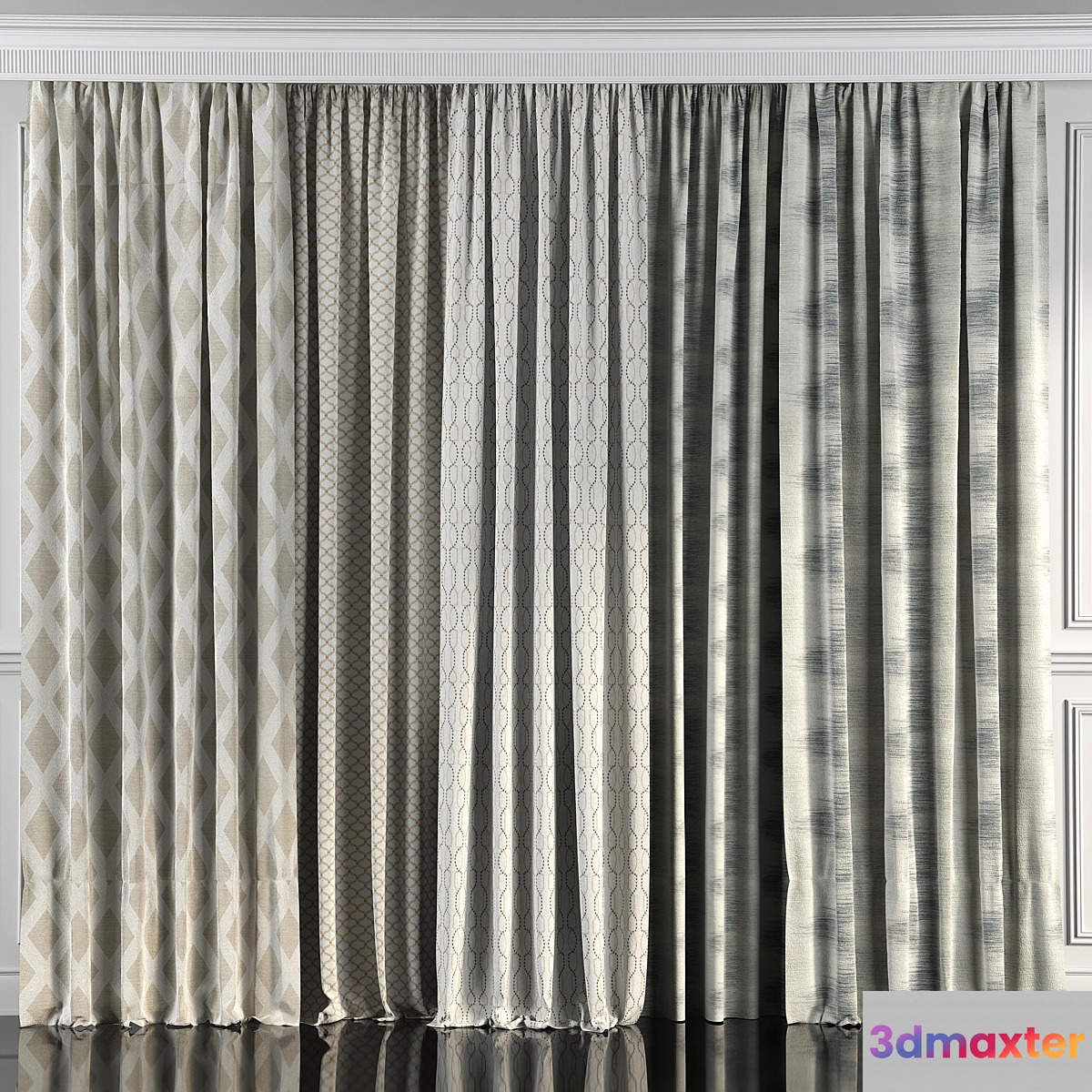 Curtains with window 49 3D Max