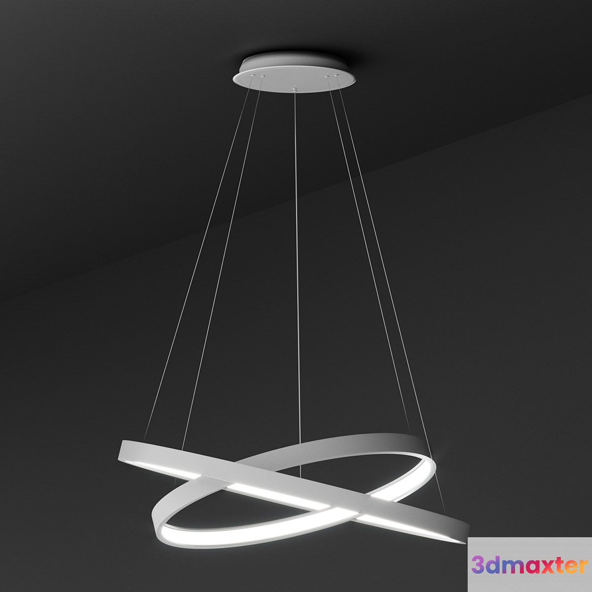 Pendant lamp ULIGHT haloin White (2 rings) 3D Max