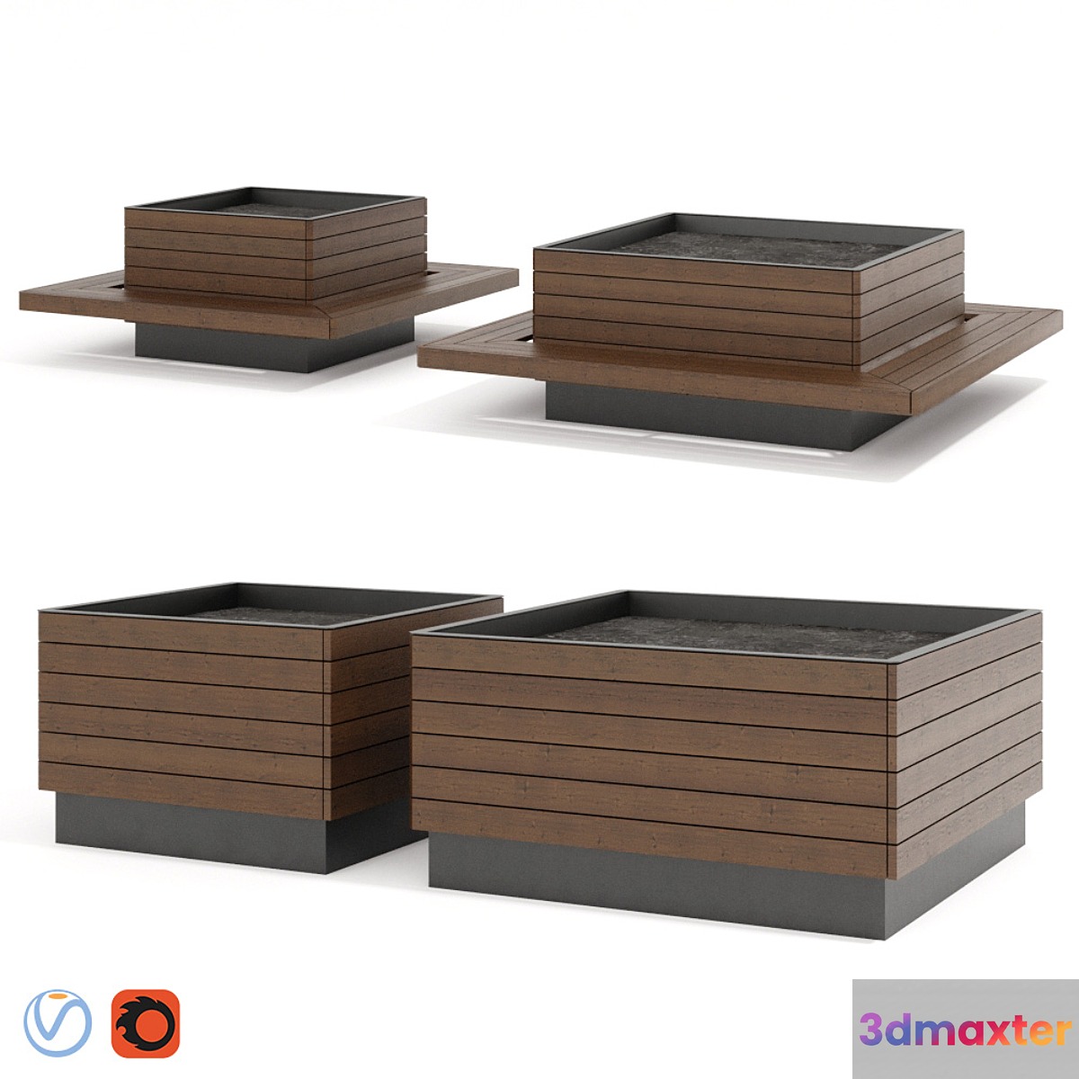 Mmcite. Flowerpots for trees 3D Max