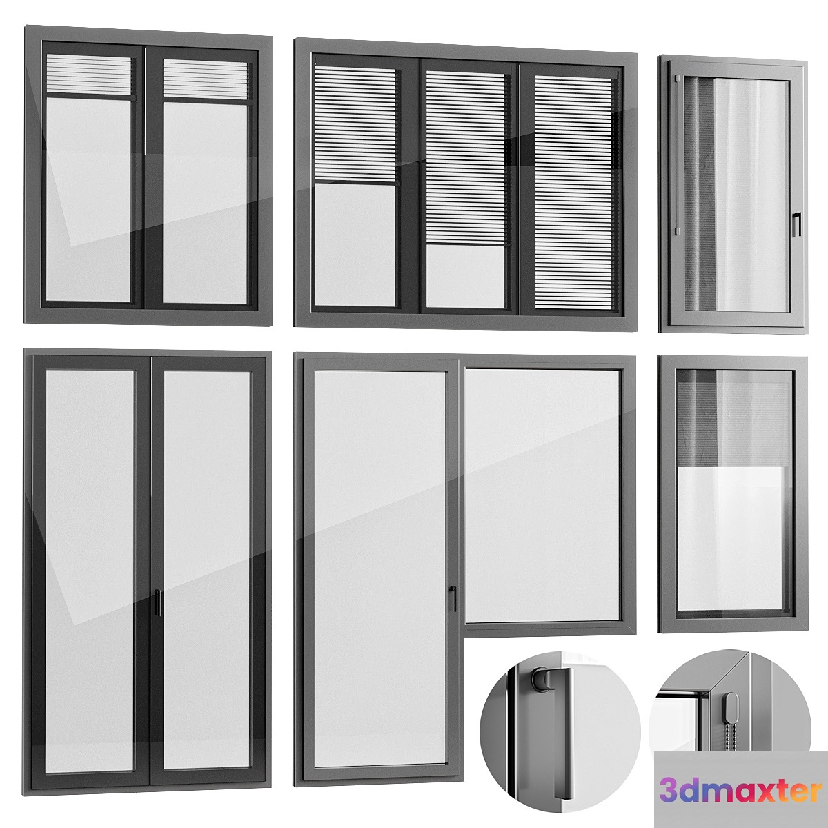 Windows with built-in blinds Finstral 3D Max