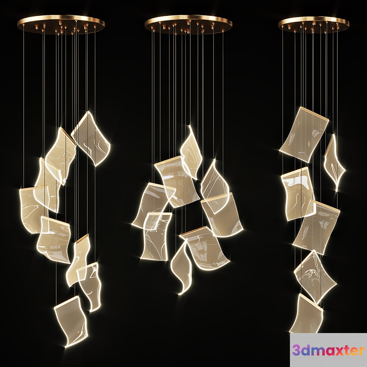 Chandelier with Curved Acrylic Plates Miran 3D Max