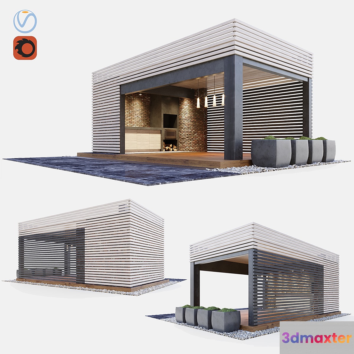 Gazebo with summer kitchen 3D Max