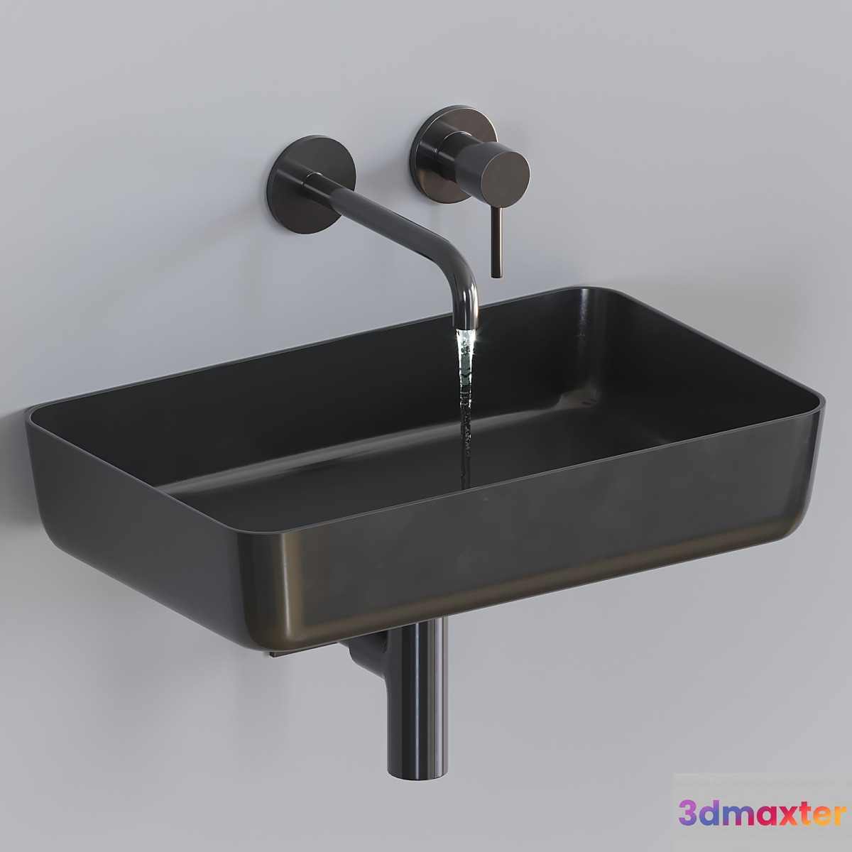 Black washbasin with wall-mounted faucet 3D Max