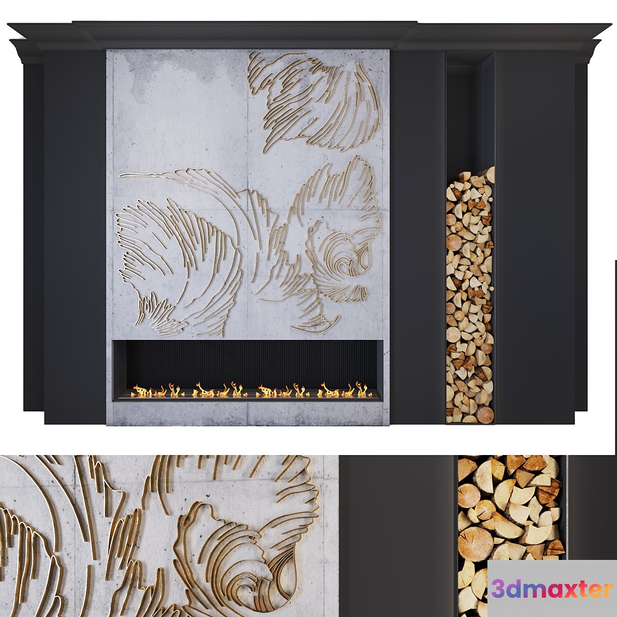 Modern fireplace _ petals