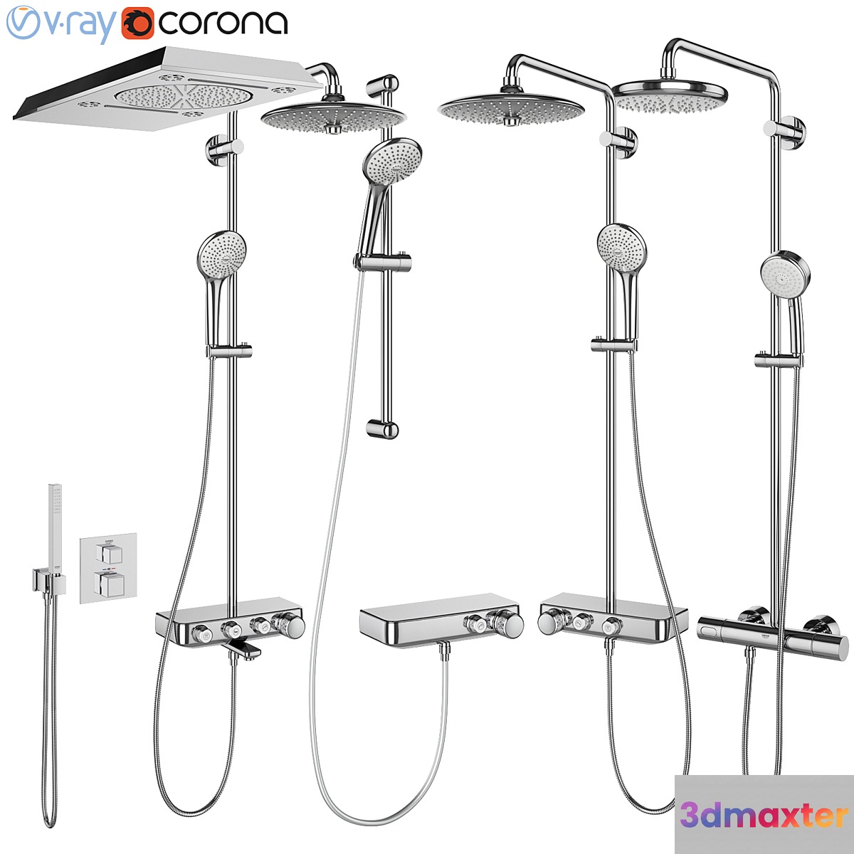 GROHE shower systems set 105 3D Max