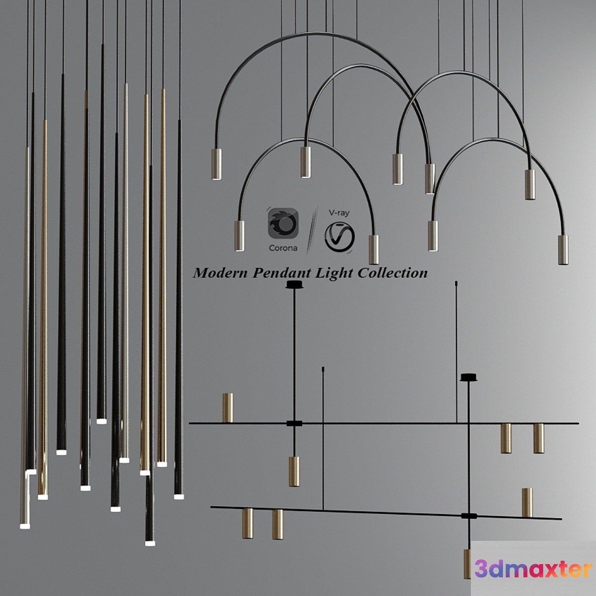 Modern pendant light collection 3D Max