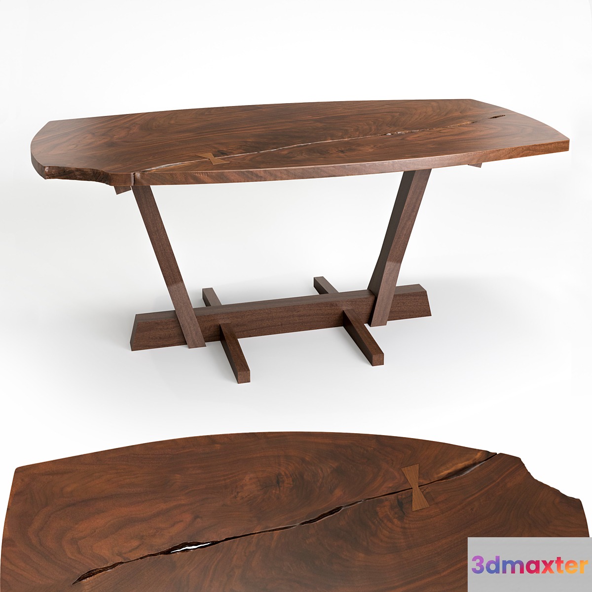 Conoid dining table by George Nakashima 3D Max